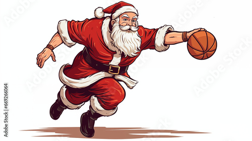 Santa Claus is playing basketball