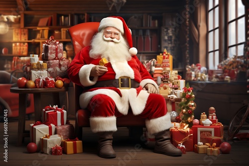 santa claus with gifts photo