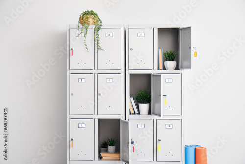 Modern locker with books an...