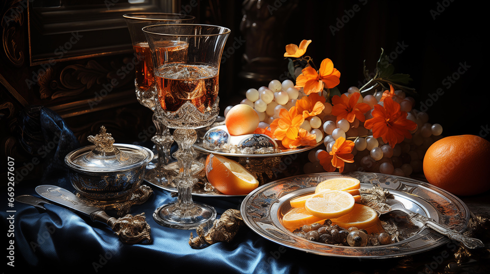 Dark Studio Table Glassware Fine Art Still Life