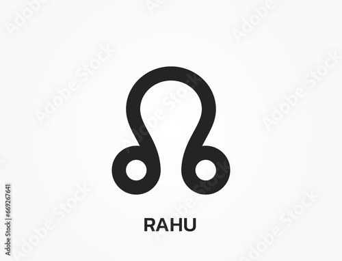 north node rahu astrology symbol. ascending lunar node. zodiac, astronomy and horoscope sign. isolated vector image photo