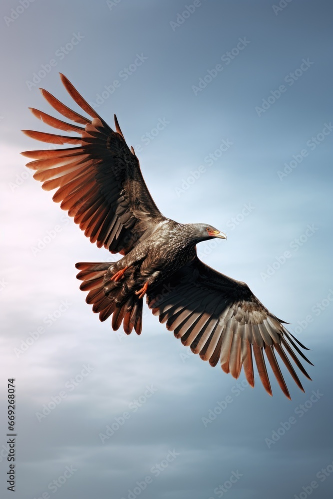 Obraz premium A picture of a bird in flight against the sky. Can be used to depict freedom, nature, or wildlife.