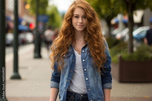 Youthful Redhead in Denim, Vancouver Style Street Portrait © Prisme Productions