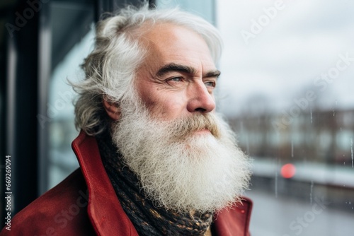 Elderly Man with White Beard by the Window, Danish Design Style