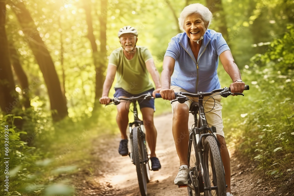 Obraz premium couple riding bikes