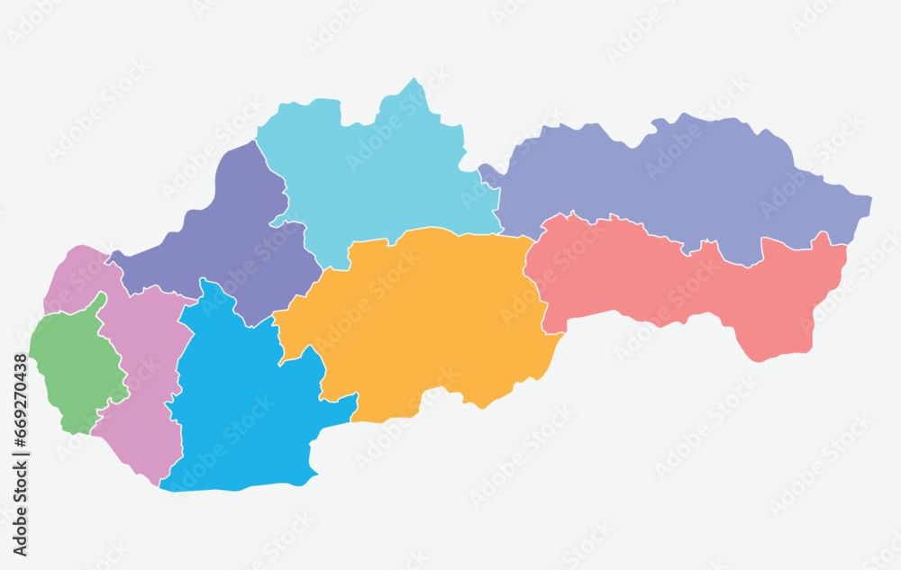 Map of administrative divisions of Slovakia.