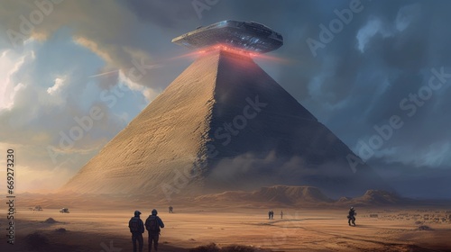 Fi oil painting of the great pyramid of giza Ai generated art