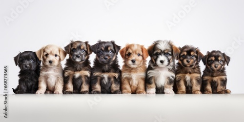 Adorable puppies, in a studio portrait showcasing their lovable nature.