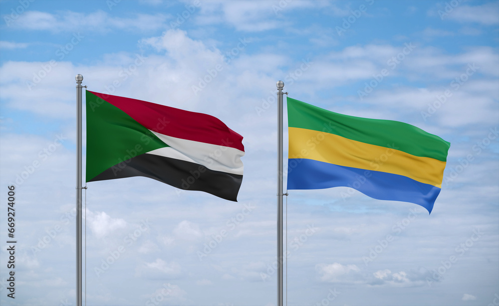 Gabon and Sudan flags, country relationship concept Gabon and Sudan flags, country relationship concept