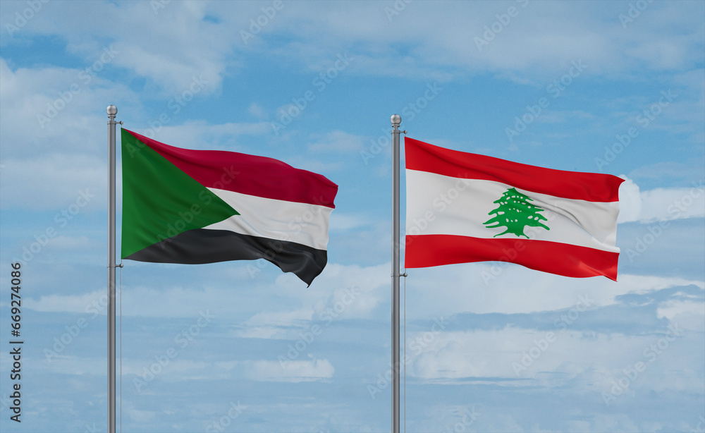 Lebanon and Sudan flags, country relationship concept Lebanon and Sudan flags, country relationship concept