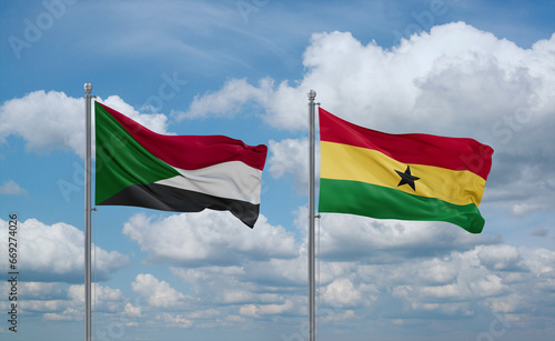 Ghana and Sudan flags, country relationship concept