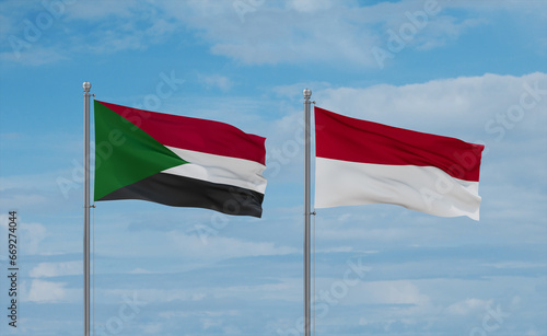 Indonesia and Sudan flags, country relationship concept Free Download Indonesia and Sudan flags, country relationship concept - GFXLoad