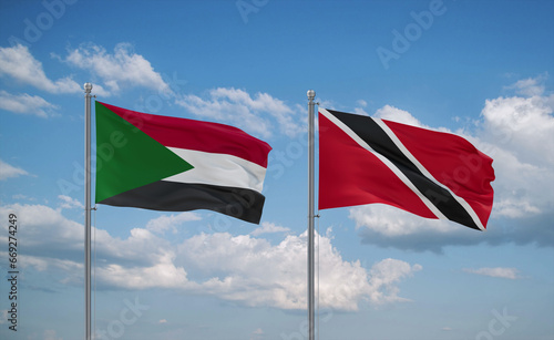 Trinidad and Tobago and Sudan flags, country relationship concept