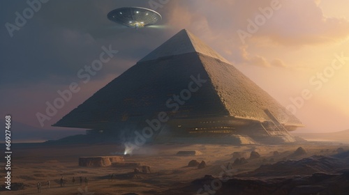Oil painting of the great pyramid of giza Ai generated art photo