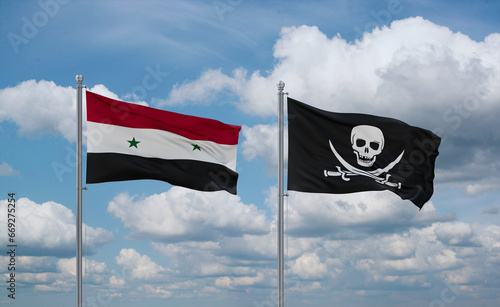 Принти на полотні Pirate and Syrian flags, country relationship concept