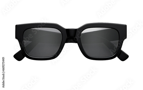 Classic Square Sunglasses with Thick Black Frames on a Transparent Background