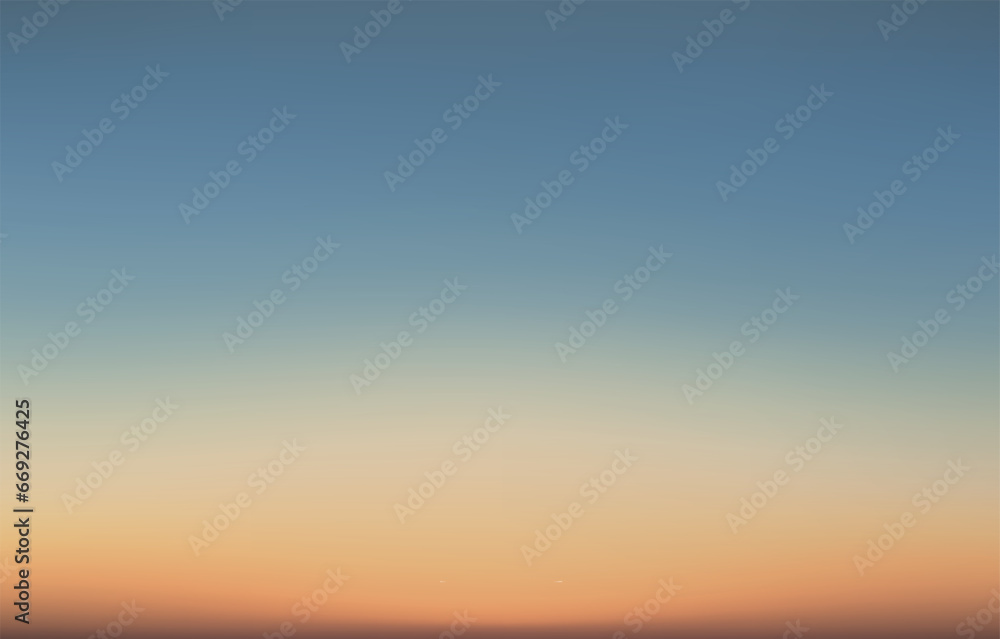 twilight sky with colorful sunset and clouds at beach. Vector illustration.