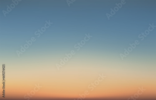 twilight sky with colorful sunset and clouds at beach. Vector illustration.