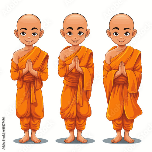 Vector of Buddhist Monks	