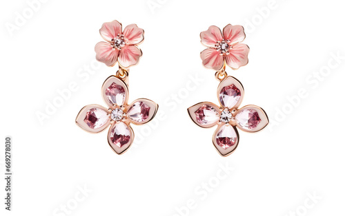 Delicate Drop Earrings with Floral Motifs on a Transparent Background