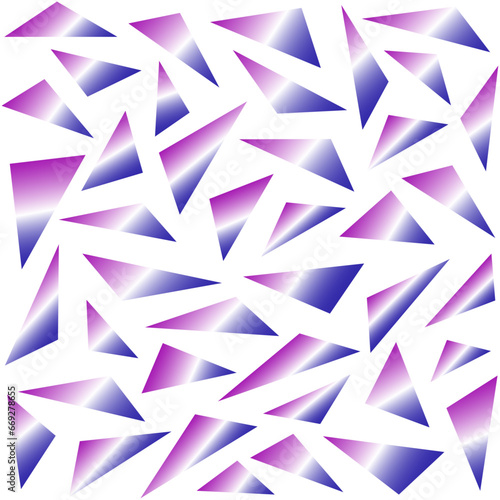Abstract background with triangles. Vector white pattern. Glass, crystal elements. Pink, purple, blue 