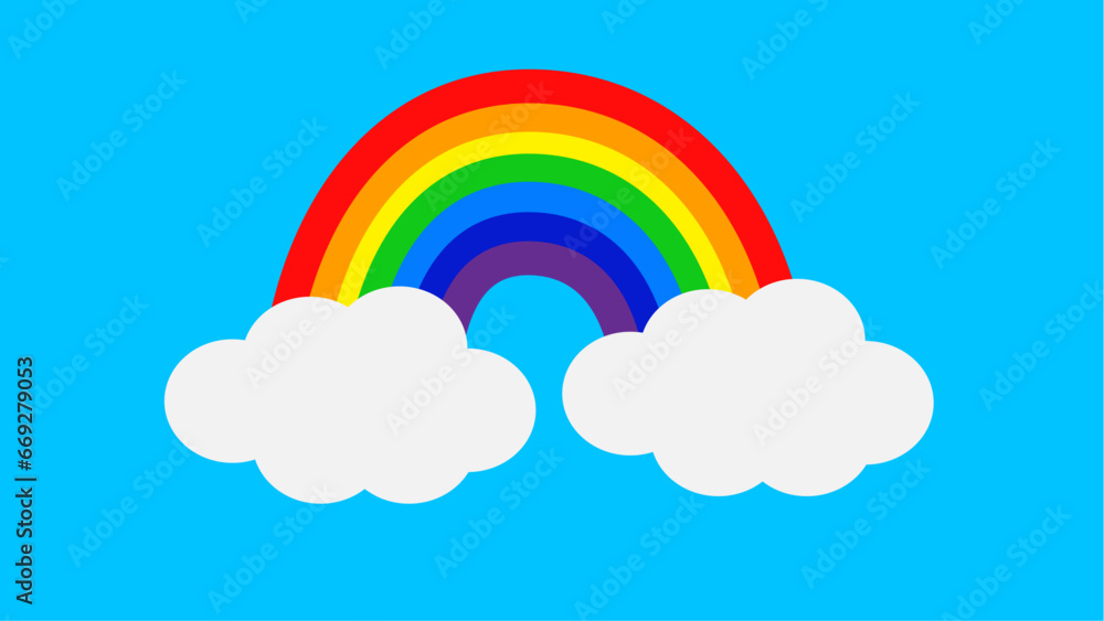 rainbow and clouds, in vector 