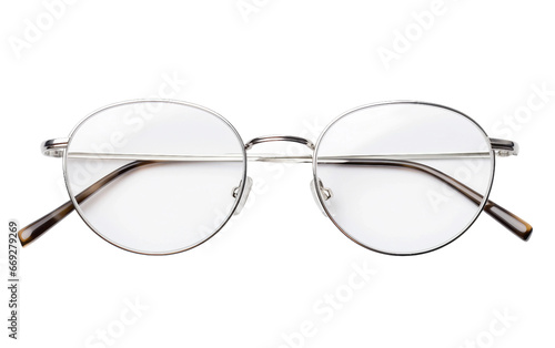 Contemporary Metal-Framed Eyeglasses with Clipping Path on a Transparent Background
