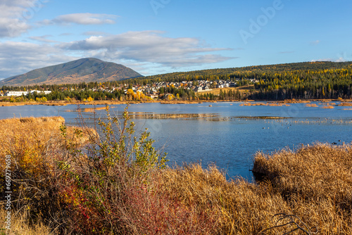 Elizabeth Lake in British Columbia in autumn season. Cranbrook area