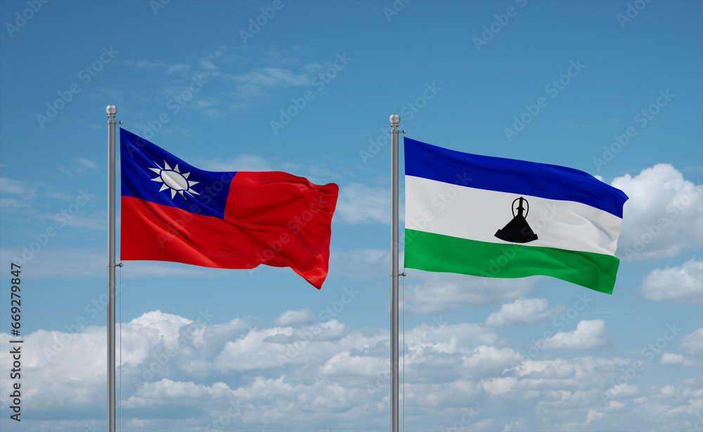 Lesotho and Taiwan flags, country relationship concept Lesotho and Taiwan flags, country relationship concept