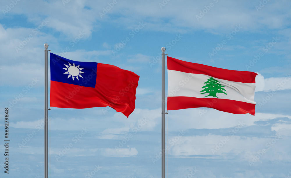 Lebanon and Taiwan flags, country relationship concept Lebanon and Taiwan flags, country relationship concept