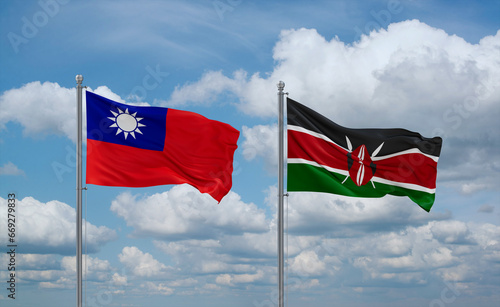 Kenya and Taiwan flags, country relationship concept