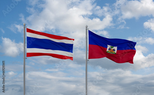 Free Download Haiti and Thailand flags, country relationship concept - GFXLoad