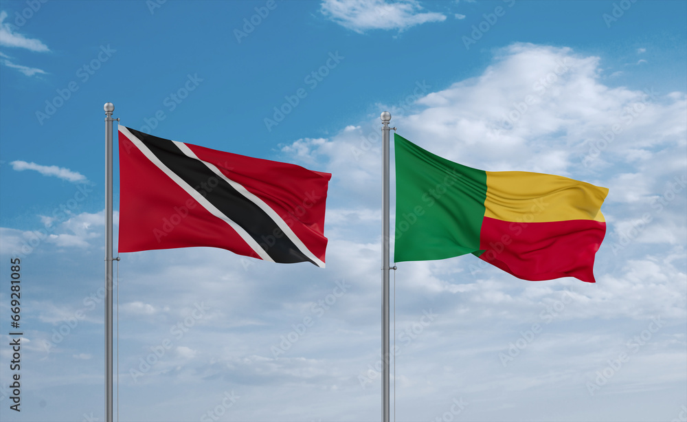 Benin and Trinidad, Tobago, flags, country relationship concept Benin and Trinidad, Tobago, flags, country relationship concept