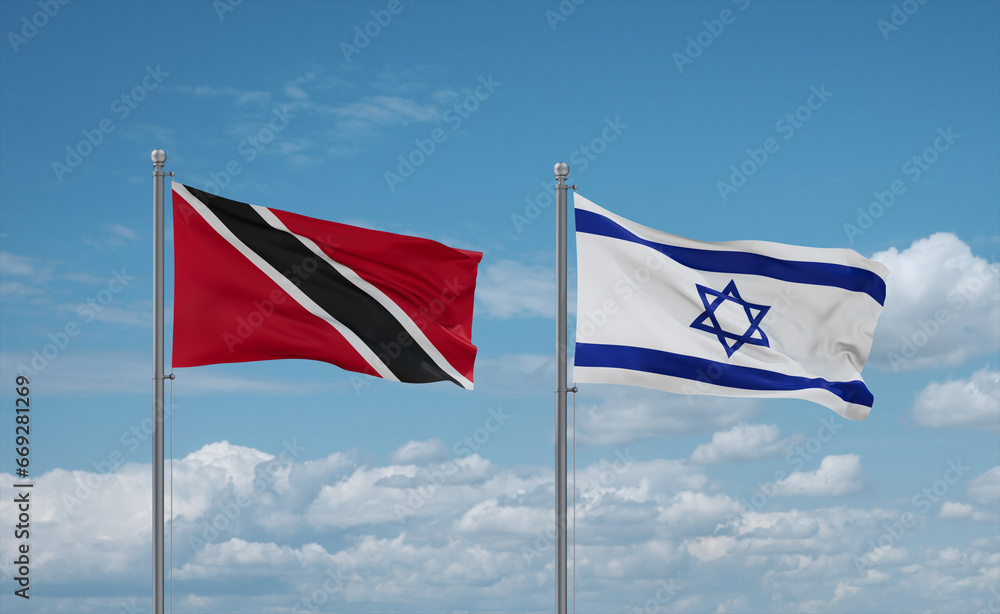 Israel and Trinidad, Tobago, flags, country relationship concept