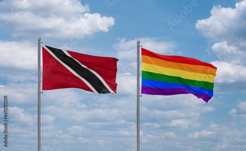 Gay Pride and Trinidad, Tobago, flags, country relationship concept