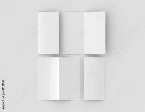 Fototapeta Naklejka Na Ścianę i Meble -  Half-folded flyer vertical booklet mockup on white background