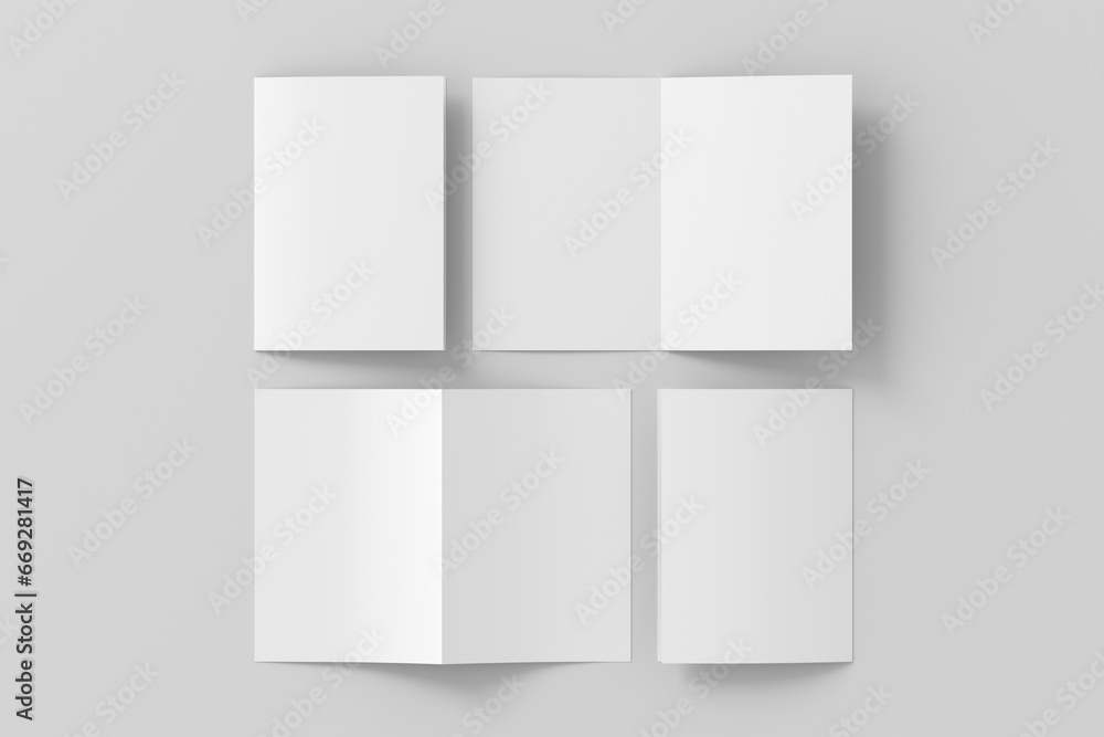 Half-folded flyer AAA booklet mockup on white background Half-folded flyer AAA booklet mockup on white background