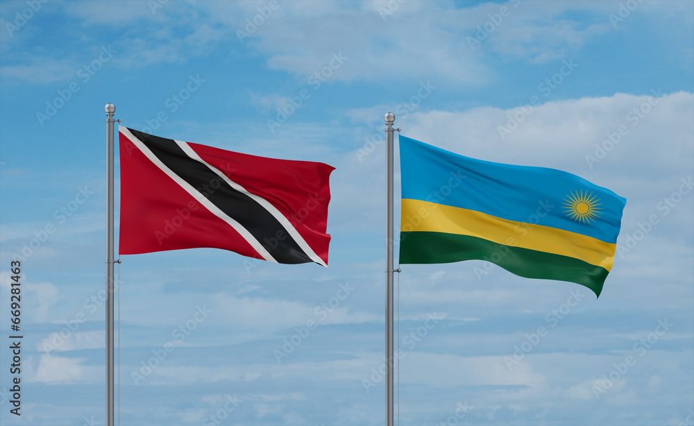Rwanda and Trinidad, Tobago, flags, country relationship concept Rwanda and Trinidad, Tobago, flags, country relationship concept