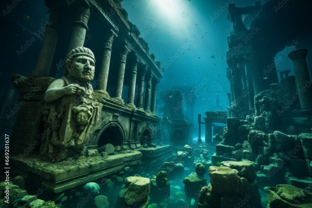 Legendary Atlantis. The sunken continent of an ancient highly developed civilization. Underwater historical discoveries Legendary Atlantis. The sunken continent of an ancient highly developed civilization. Underwater historical discoveries
