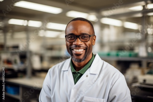 Male microbiologist. Portrait with selective focus and copy space
