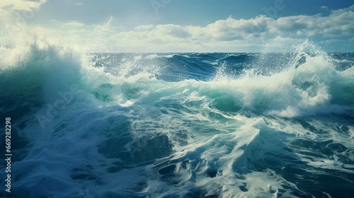 sea and waves Wave caused by cruise ship , generative ai 
