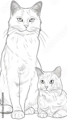 Wallpaper Mural Cat black white kids colouring animal clipart illustration picture AI generated art Torontodigital.ca