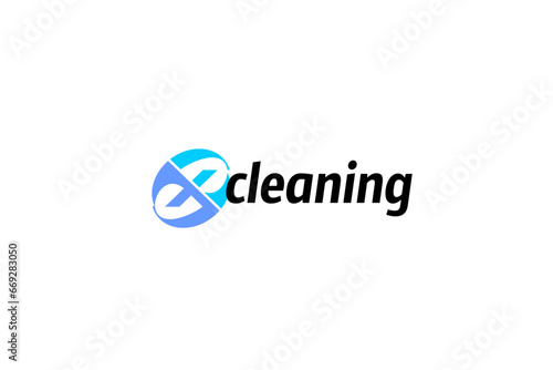 Template logo design solution for cleaning company with original and impressive letter x