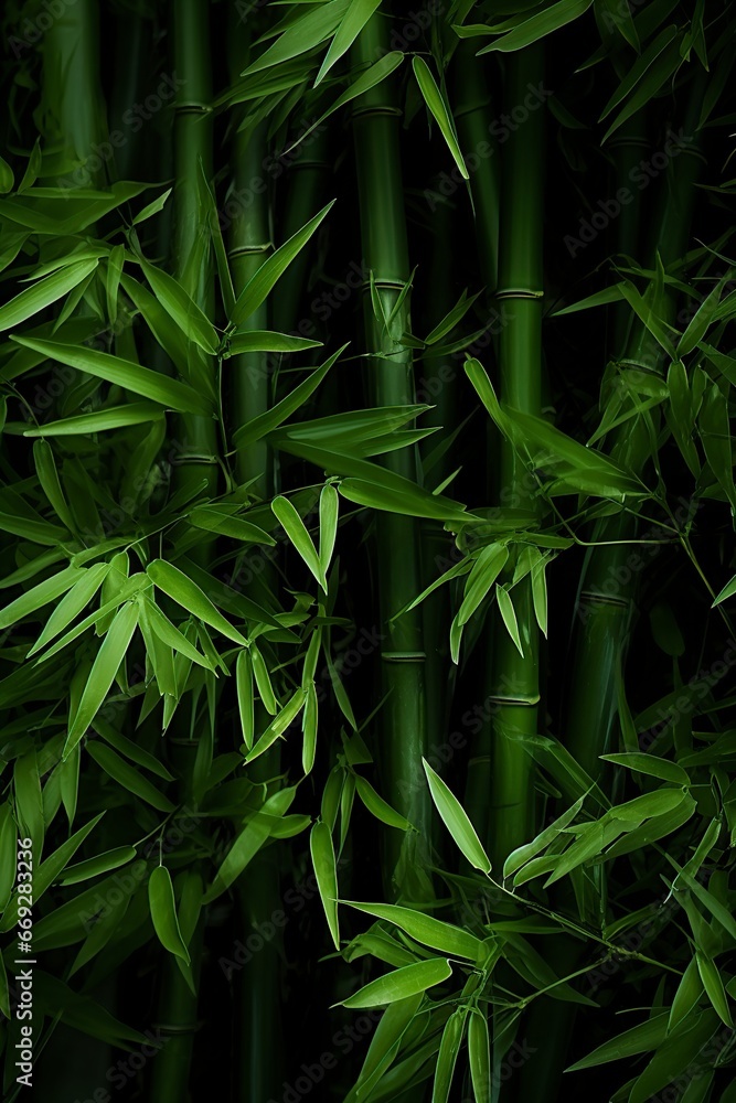 fresh bamboo forest with leaves