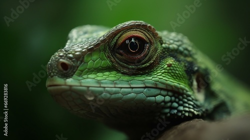 Chinese water head dragon green animal forest illustration picture AI generated art