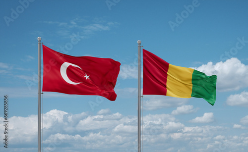 Guinea and Turkey flags, country relationship concept