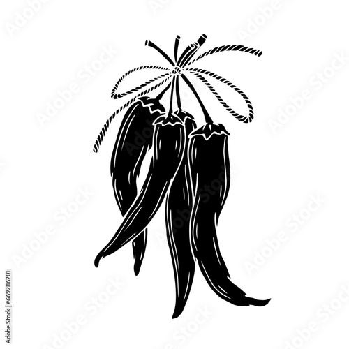 Silhouette of a hot chili pepper pod. Vector graphics.