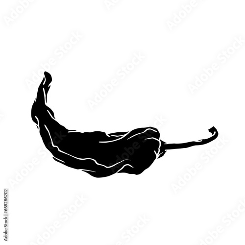 Silhouette of a hot chili pepper pod. Vector graphics.