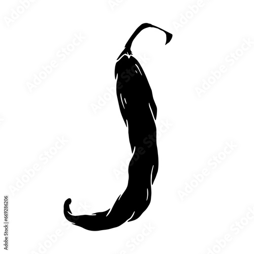 Silhouette of a hot chili pepper pod. Vector graphics.