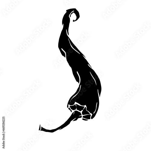 Silhouette of a hot chili pepper pod. Vector graphics.